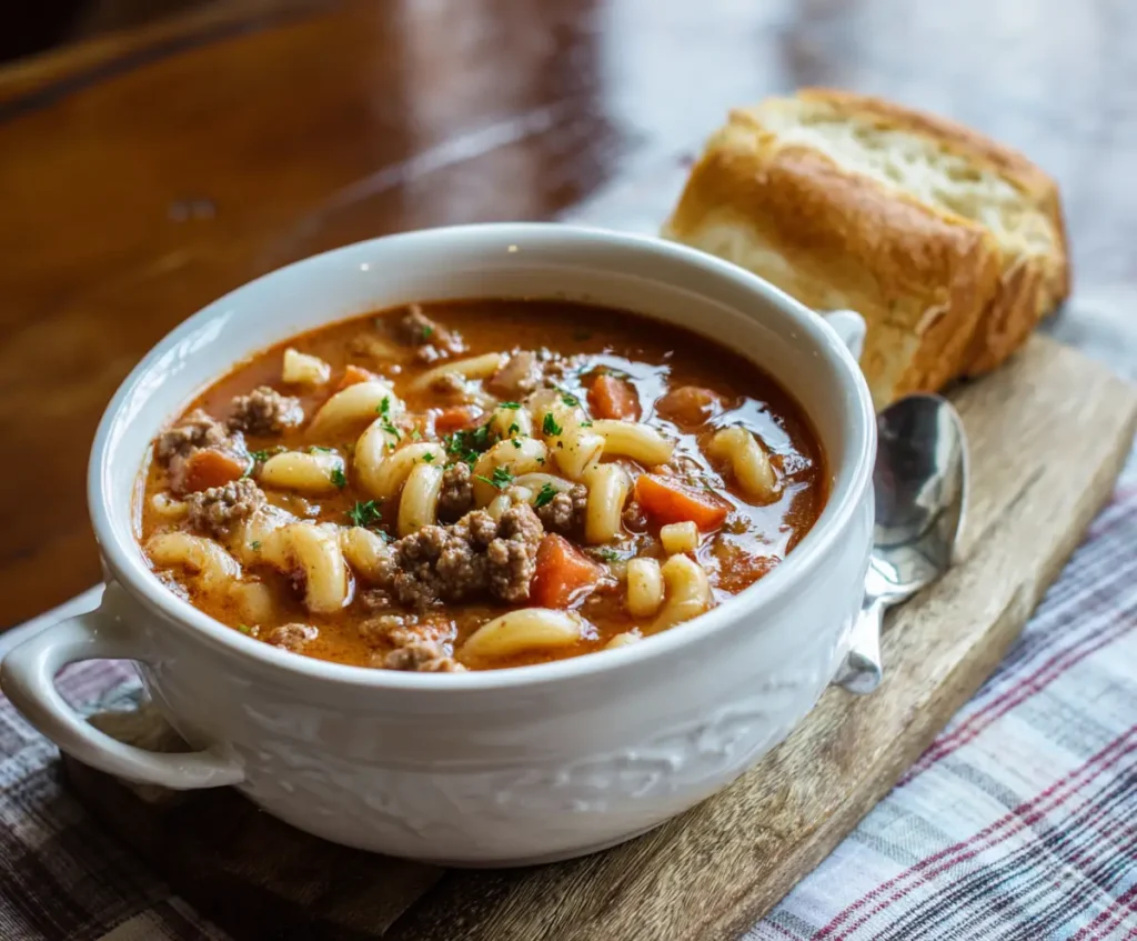 Best Hamburger Macaroni Soup 