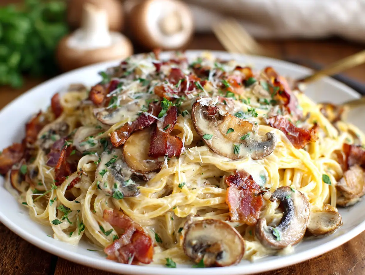 Creamy Bacon Mushroom Pasta