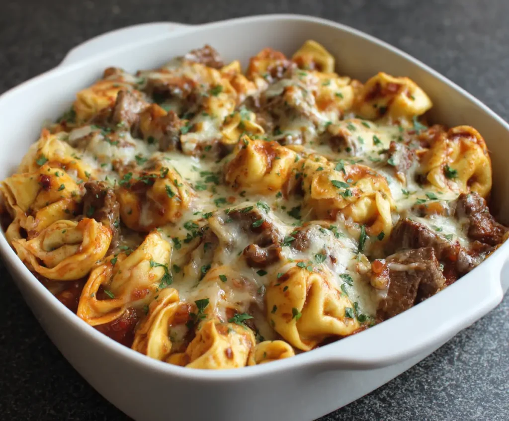 Cheese Steak Tortellini Pasta