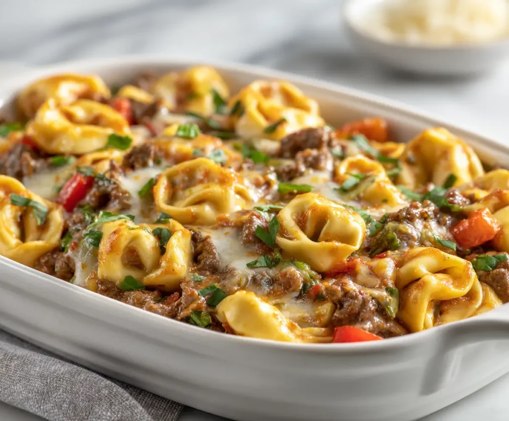 Cheese Steak Tortellini Pasta