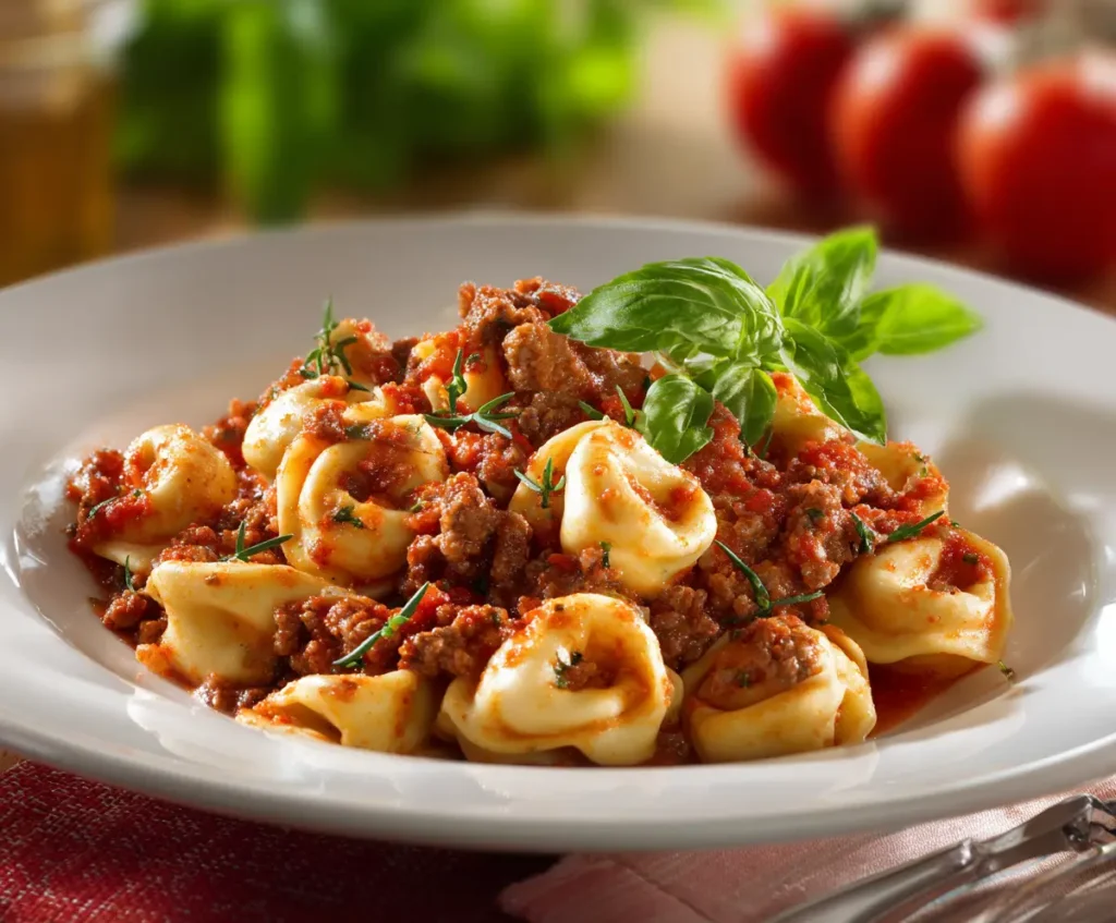 Cheese Tortellini With Meat Sauce