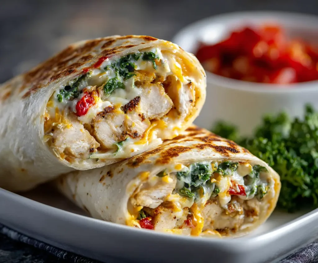 Cheesy Garlic Chicken Wraps