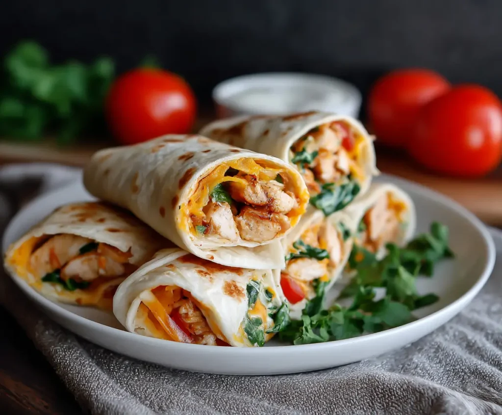 Cheesy Garlic Chicken Wraps