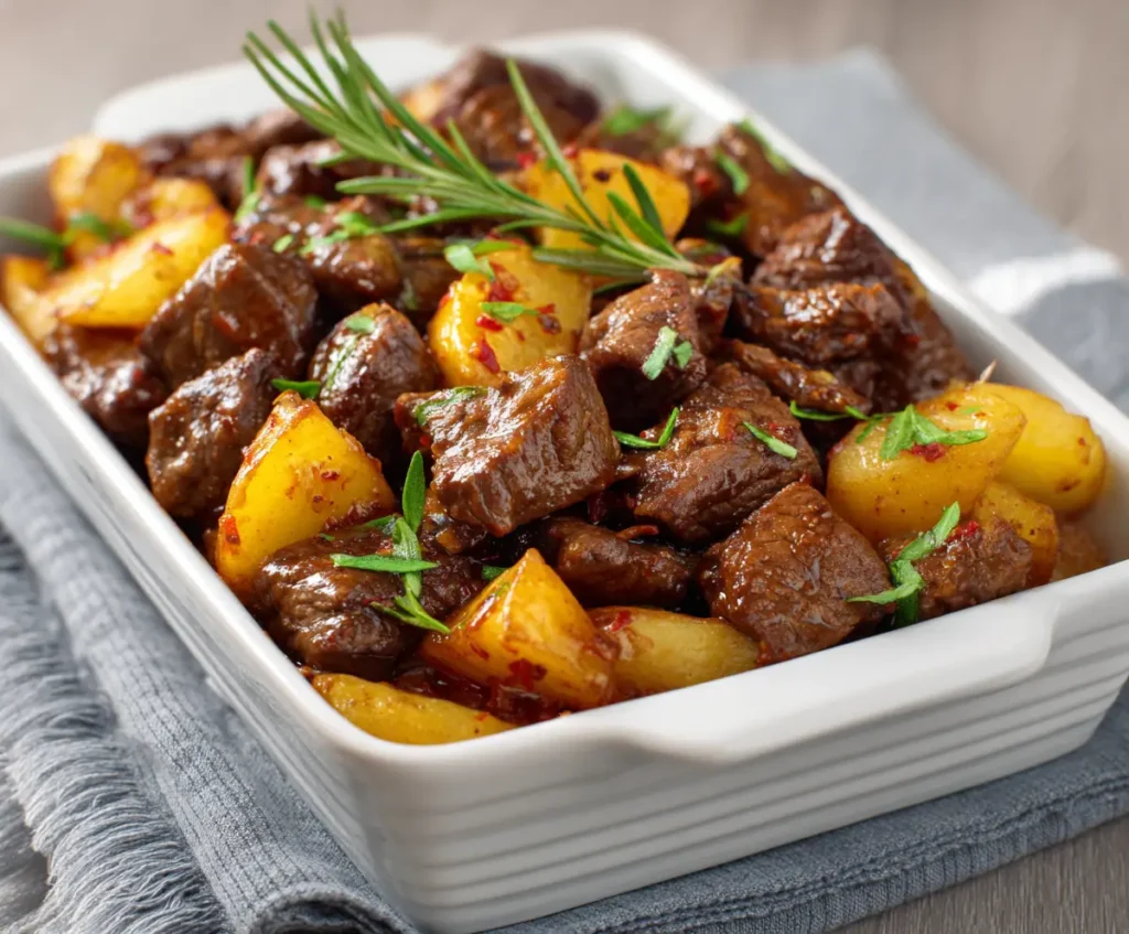 Crockpot Steak Bites and Potatoes