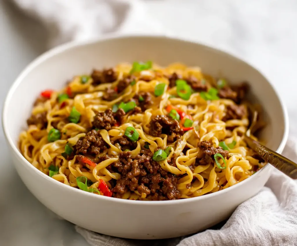 Mongolian Ground Beef Noodles 
