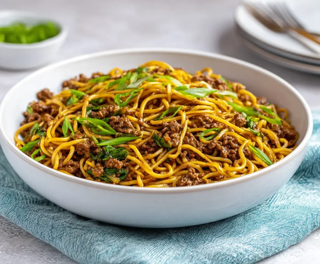 Mongolian Ground Beef Noodles