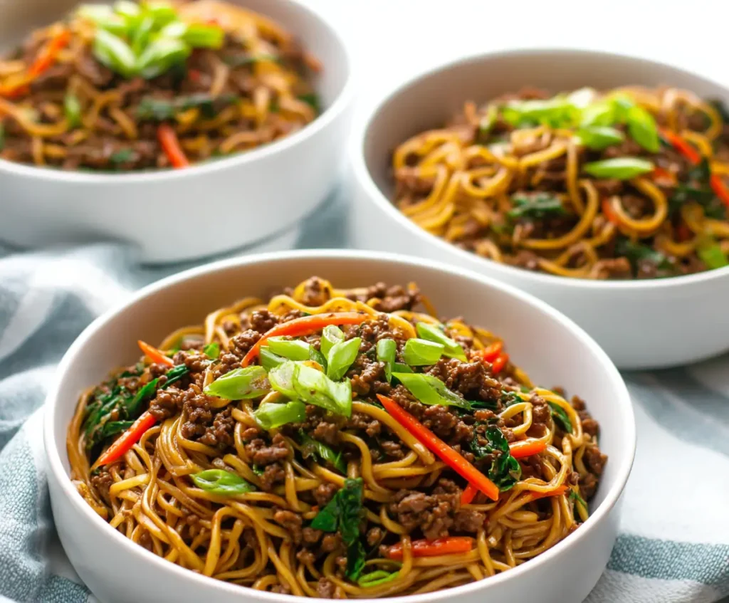 Mongolian Ground Beef Noodles 