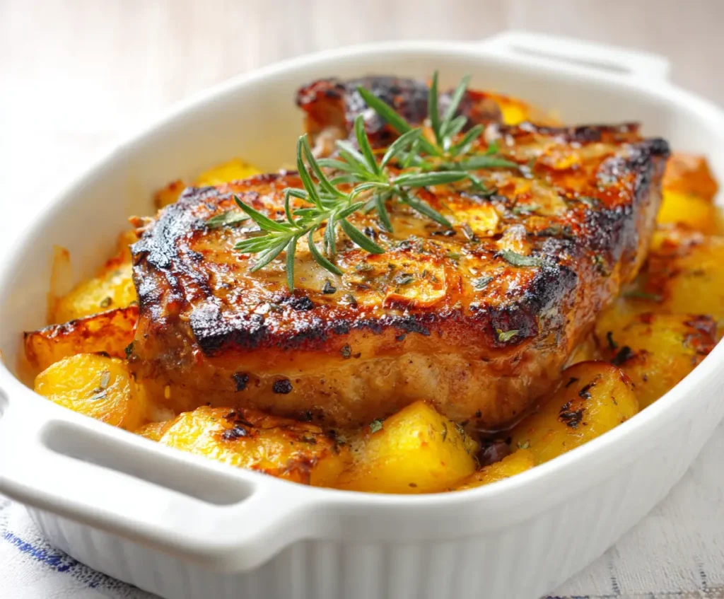 Comforting Pork Chop and Potato Bake