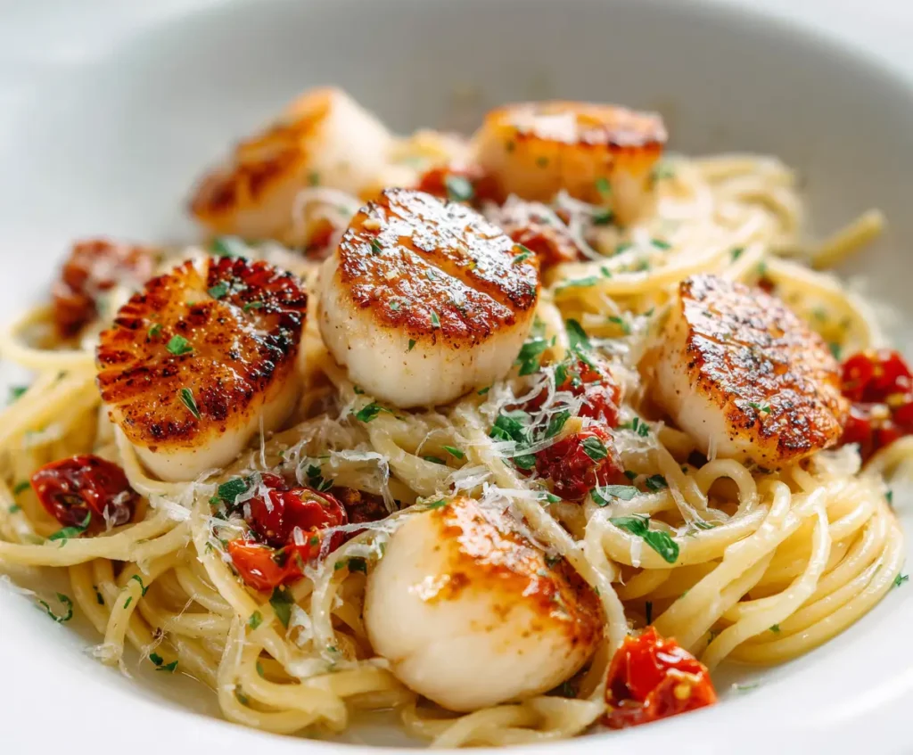Creamy Garlic Scallops Pasta