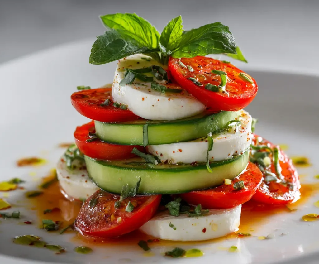 Fresh & Easy Cucumber Caprese Salad 