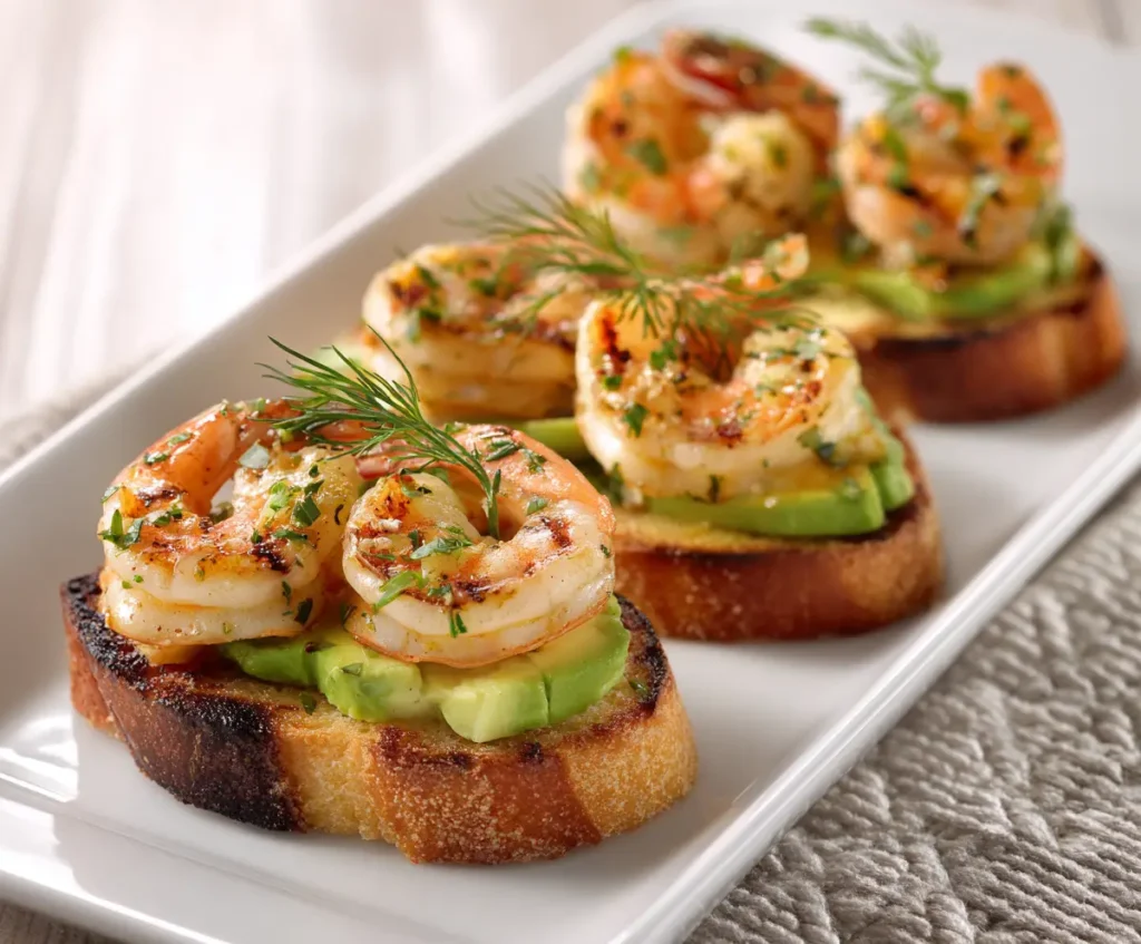 Garlic Shrimp Crostini with Avocado