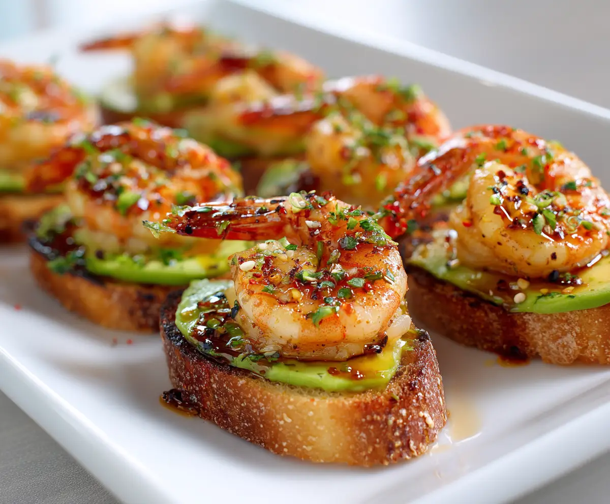 Garlic Shrimp Crostini with Avocado