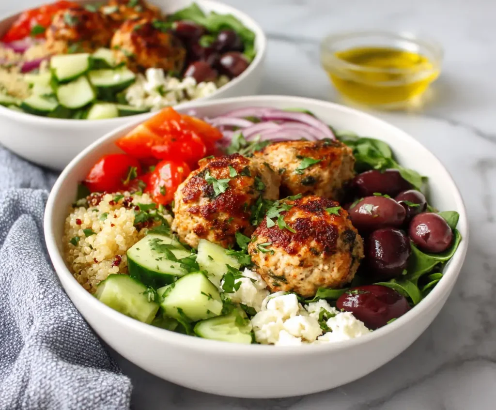 Mediterranean Chicken Meatball Bowls