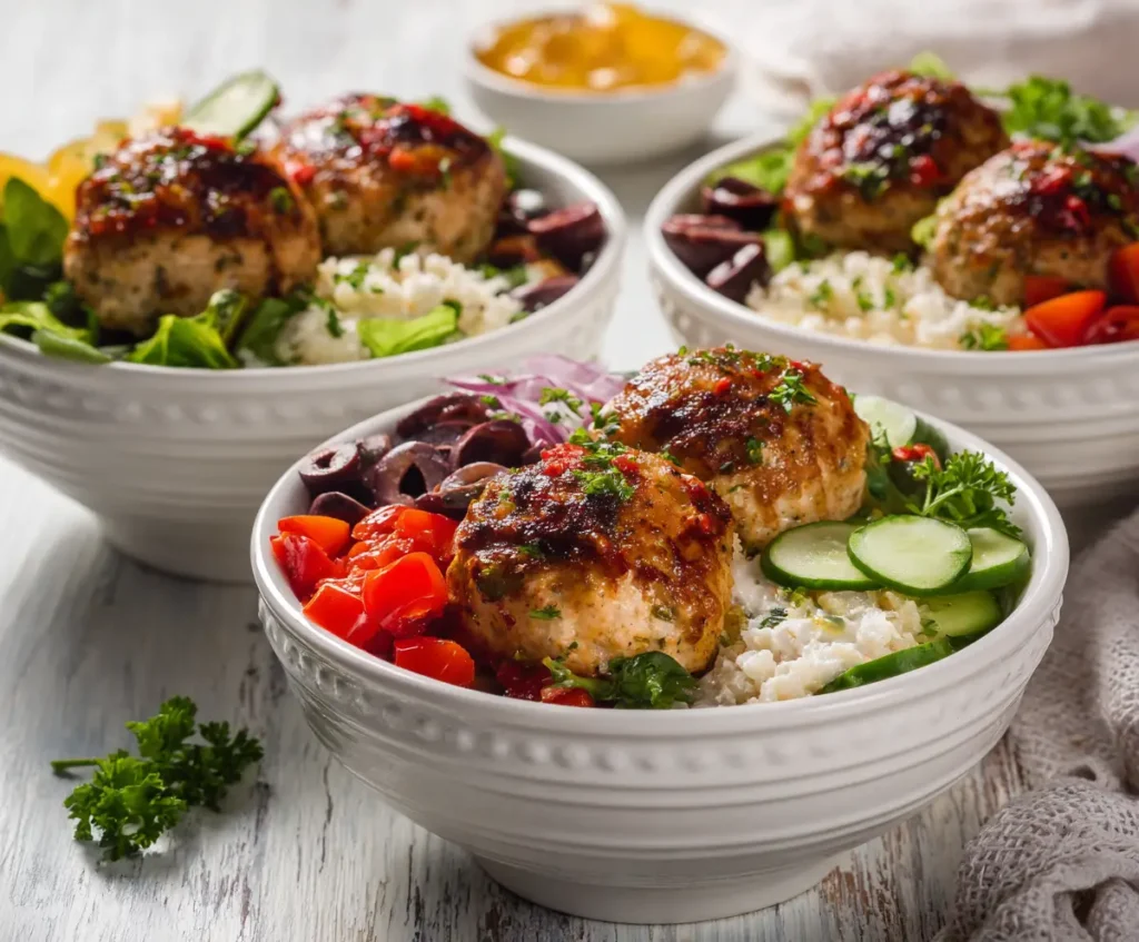 Mediterranean Chicken Meatball Bowls