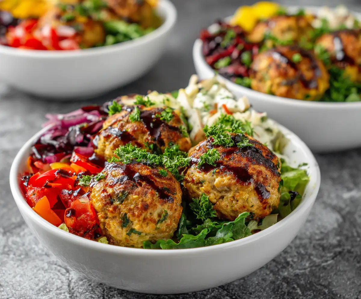 Mediterranean Chicken Meatball Bowls
