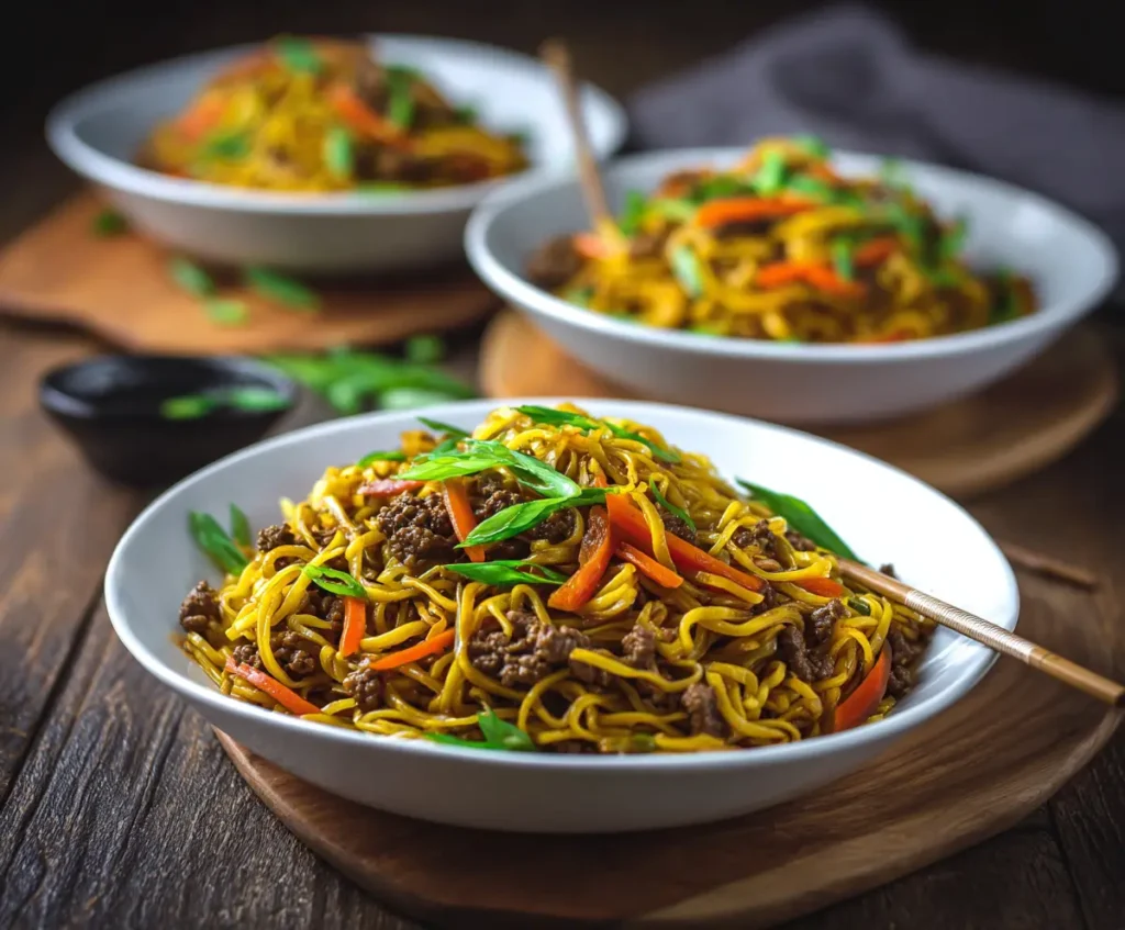 Mongolian Ground Beef Noodles