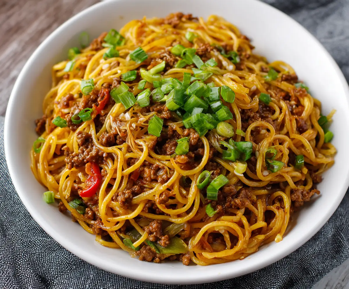 Mongolian Ground Beef Noodles