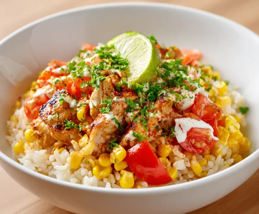 Street Corn Chicken Rice Bowl