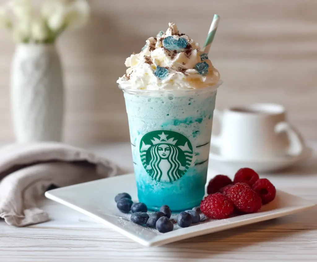 Vanilla Bean Frappuccino with Blue Raspberry