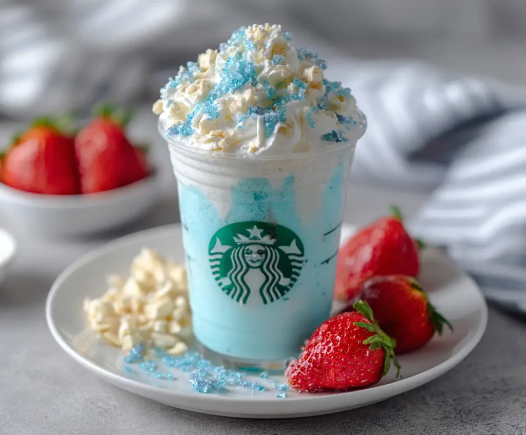 Vanilla Bean Frappuccino with Blue Raspberry