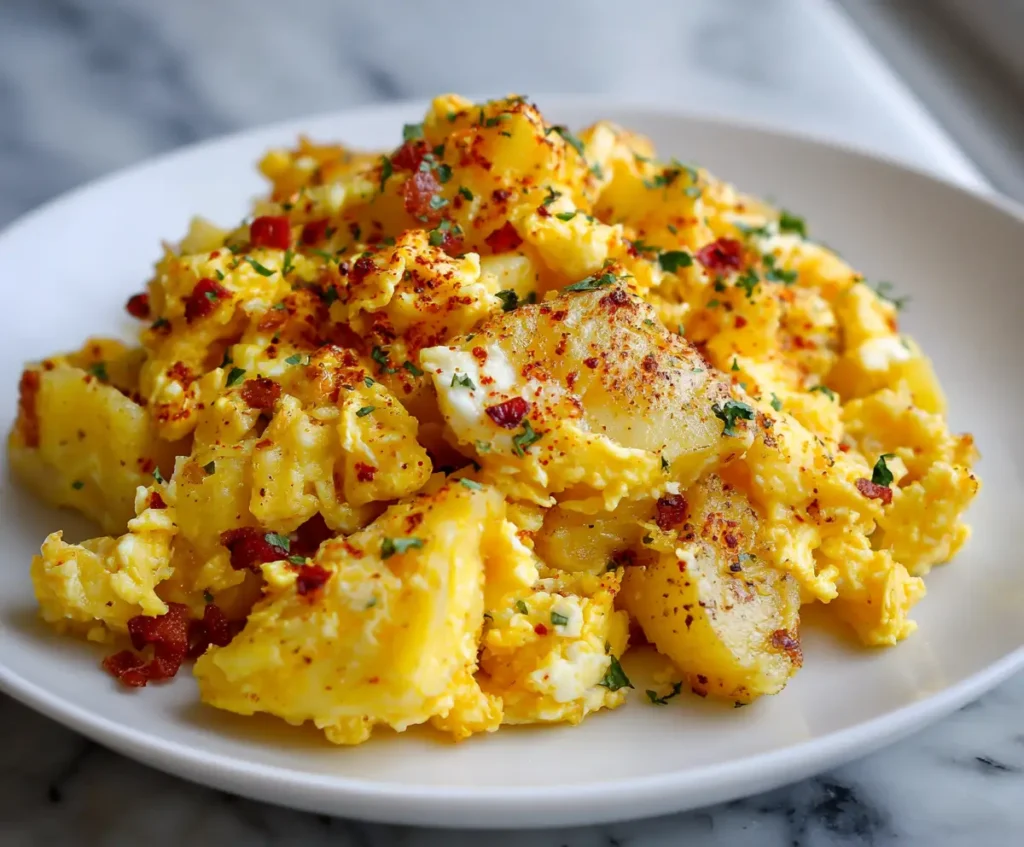 Cheesy Potato Egg Scramble Recipe 