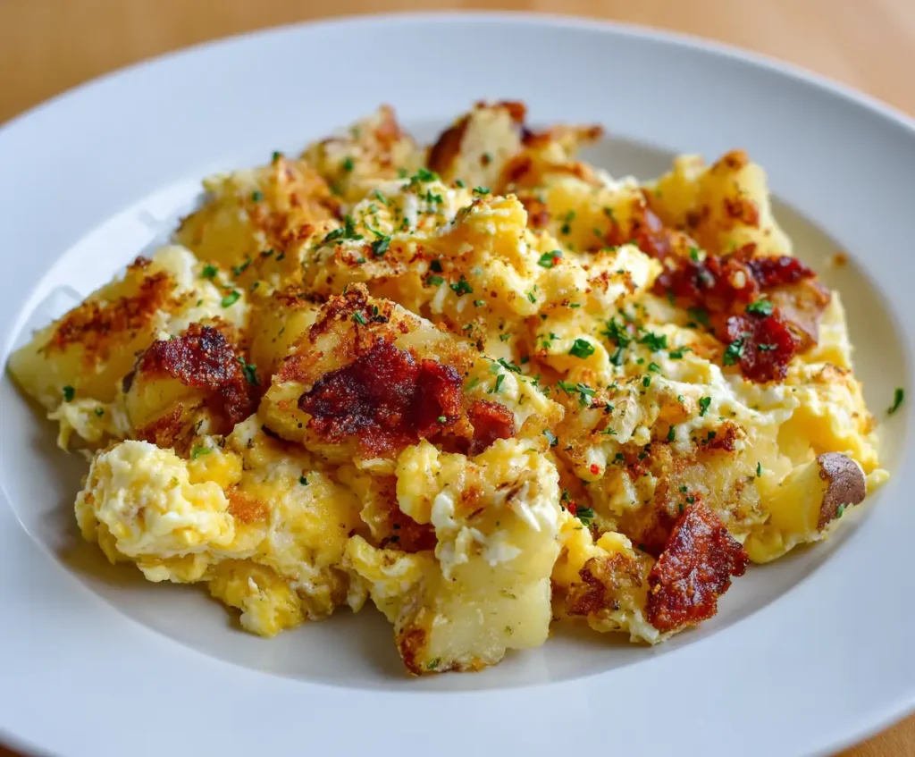 Cheesy Potato Egg Scramble Recipe