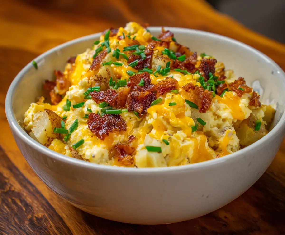 Cheesy Potato Egg Scramble Recipe