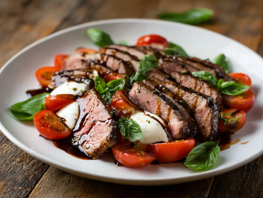 Balsamic Grilled Flank Steak Caprese