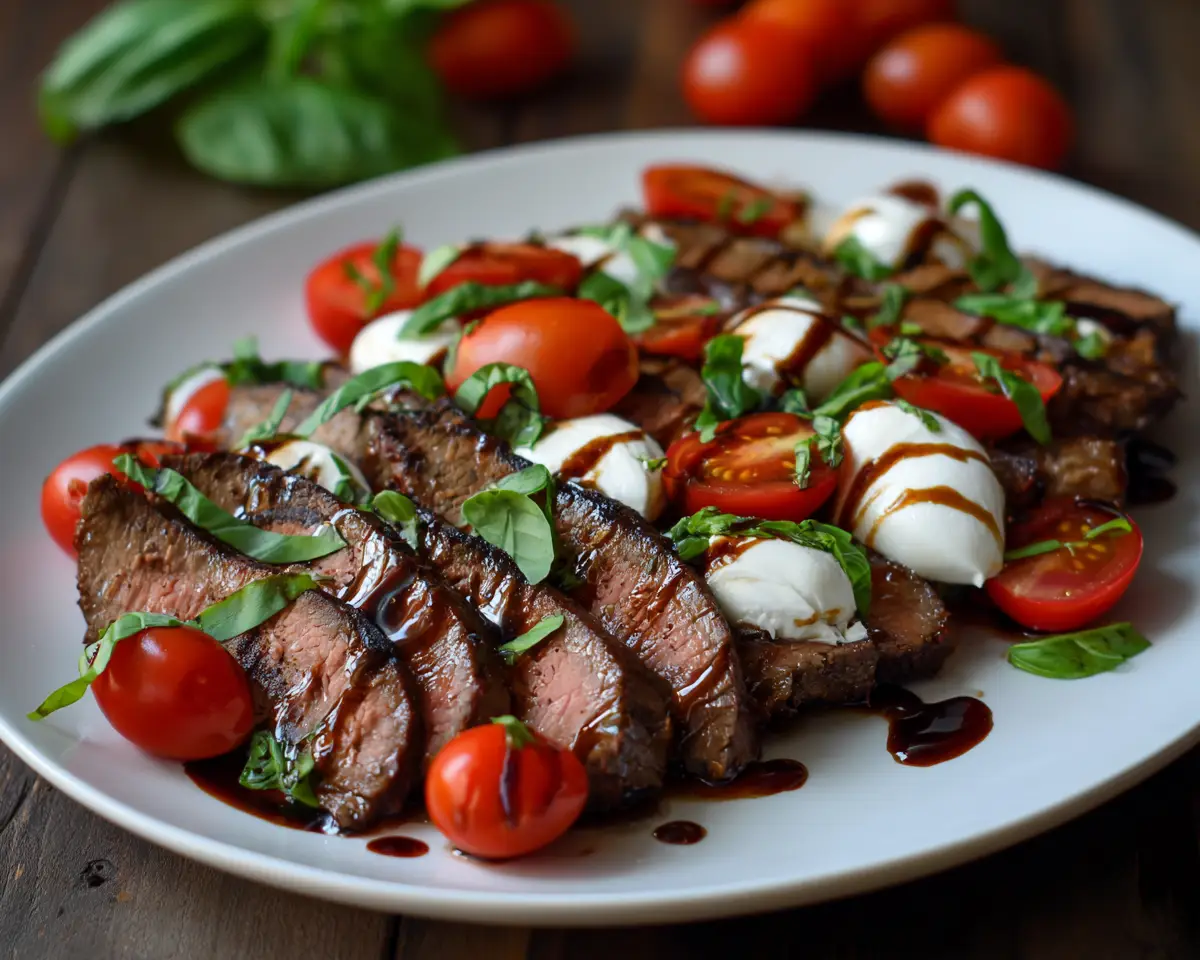 Balsamic Grilled Flank Steak Caprese