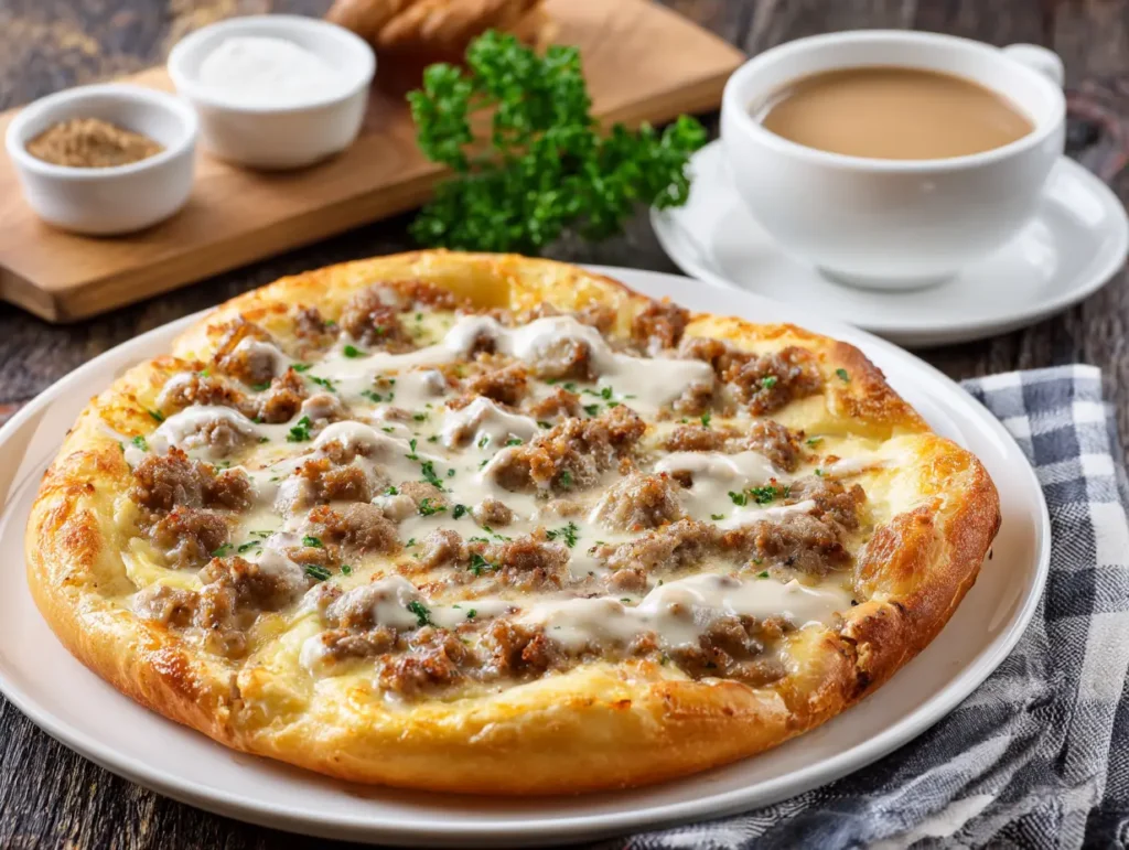 Biscuits and Sausage Gravy Pizza