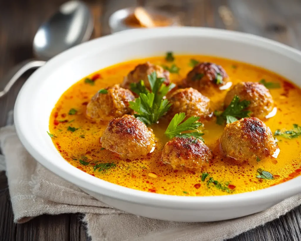Bold Thai Curry Meatball Soup 