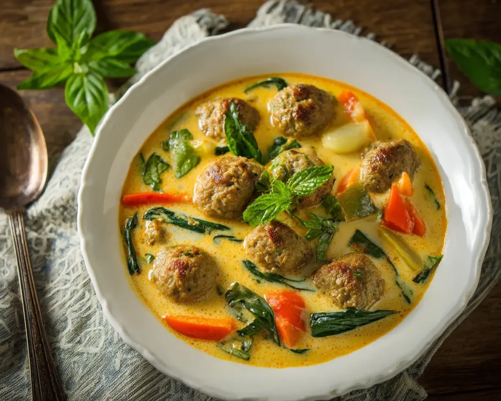 Bold Thai Curry Meatball Soup 