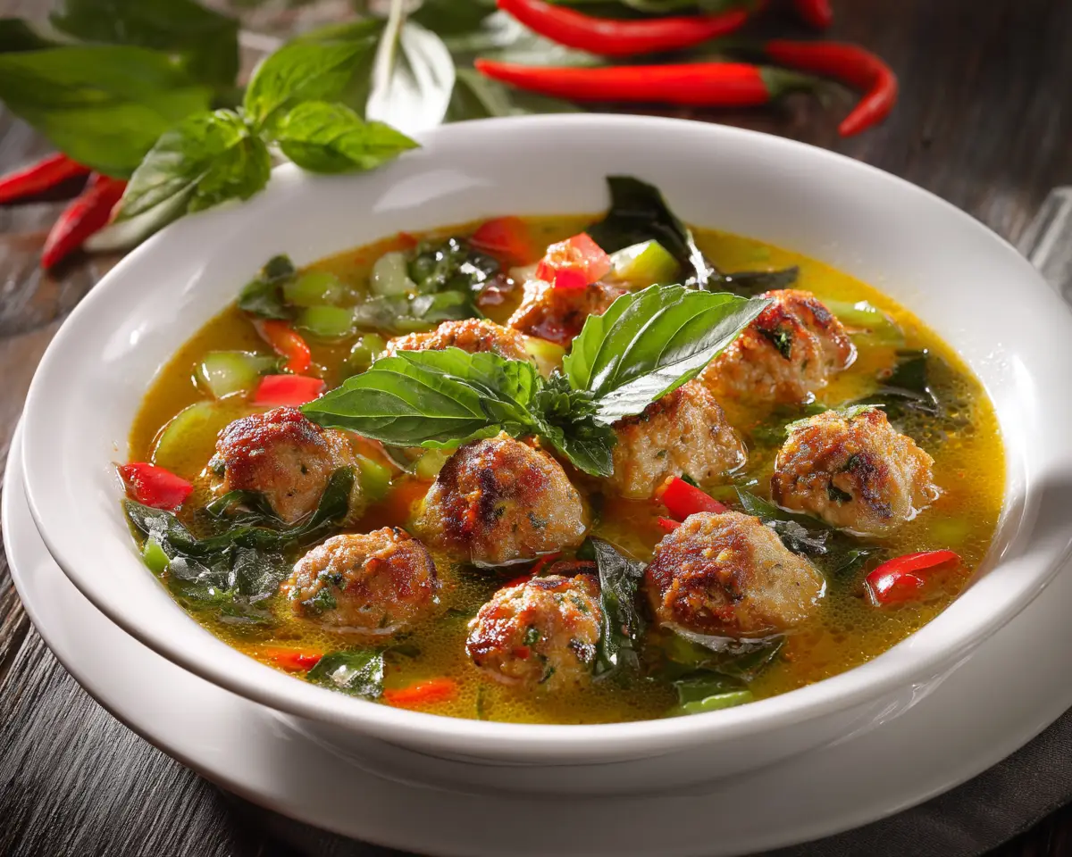 Bold Thai Curry Meatball Soup