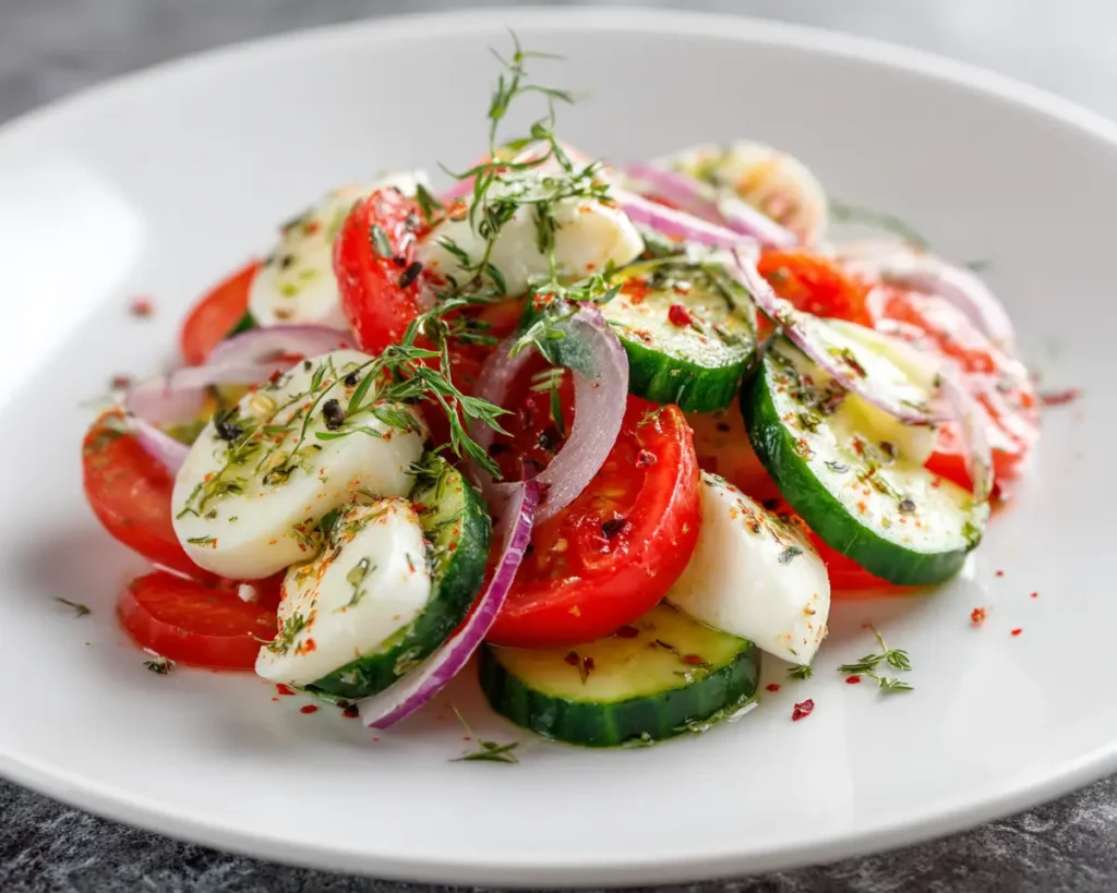 Cucumber Tomato Mozzarella Salad 
