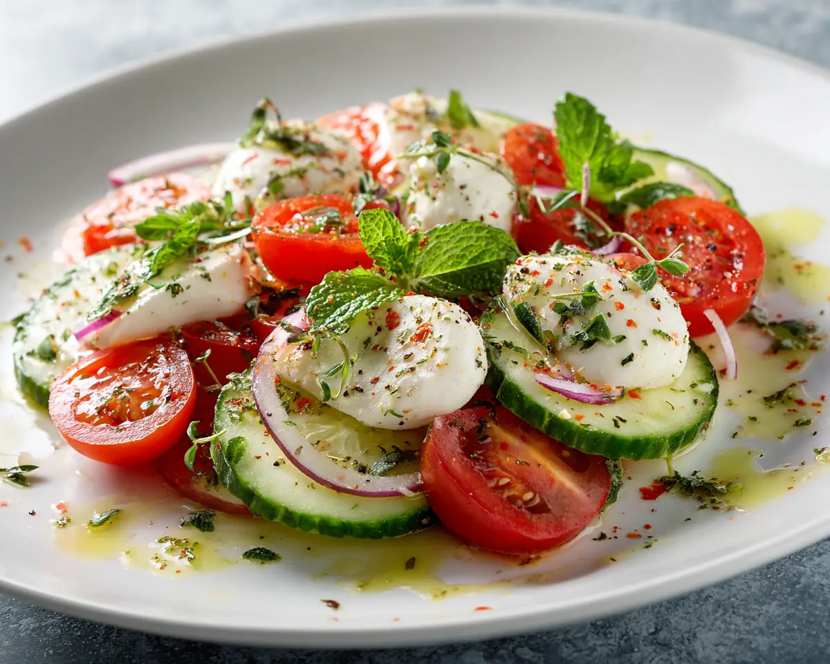Cucumber Tomato Mozzarella Salad