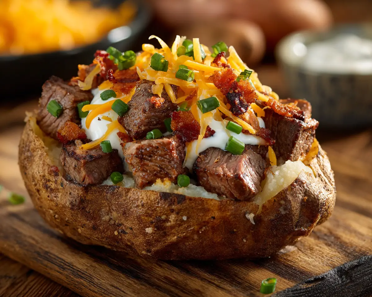 Loaded Baked Potato with Steak Bites