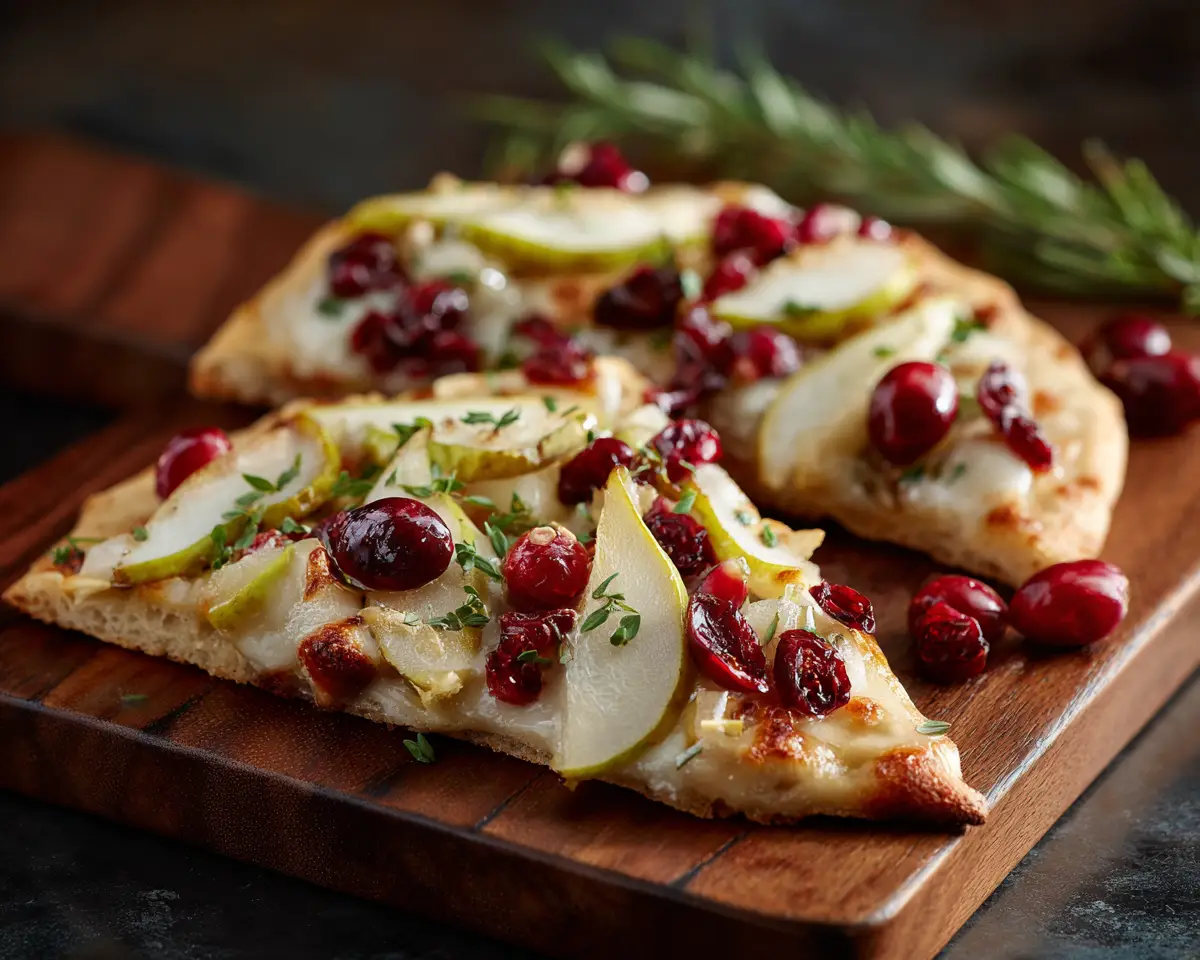 Pear Cranberry Brie Flatbread