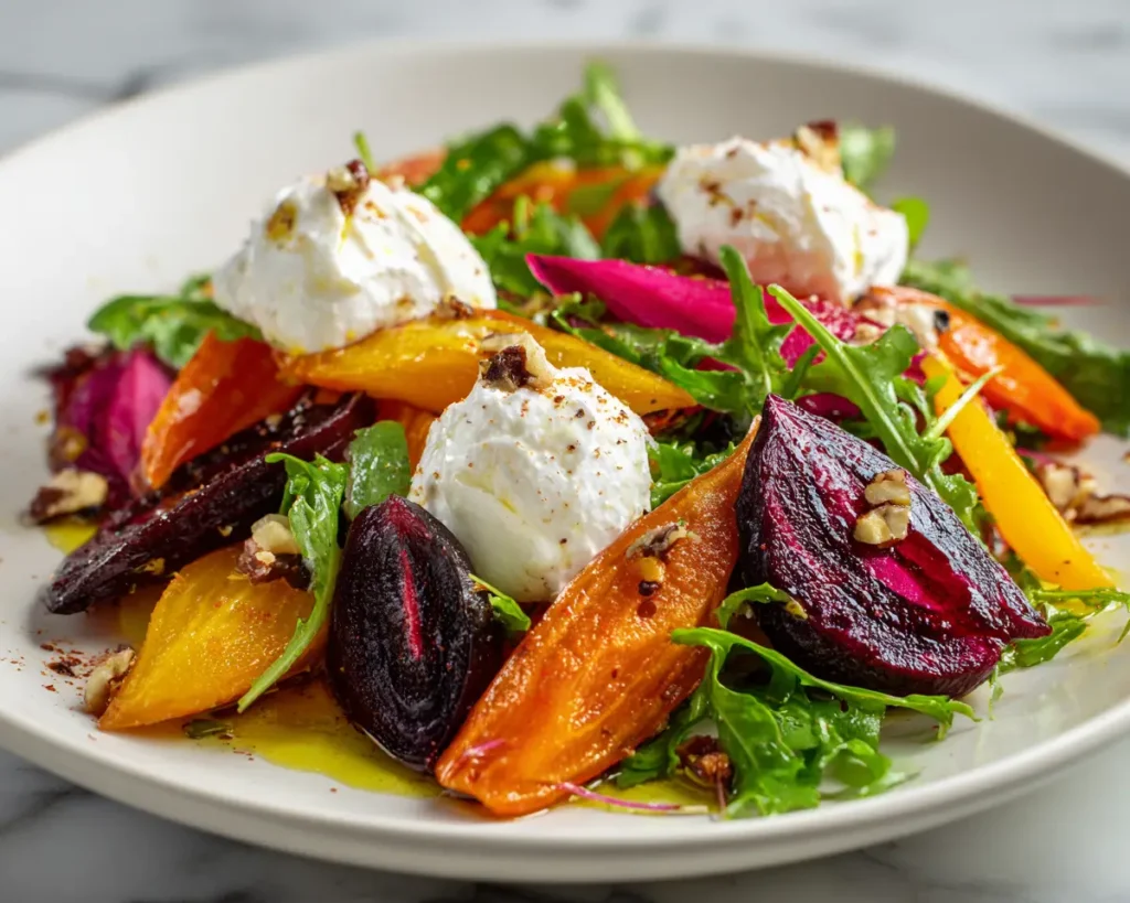 Roasted Beets Carrots Burrata Salad