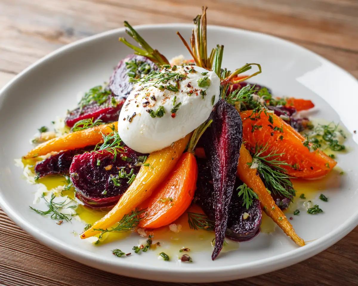 Roasted Beets Carrots Burrata Salad