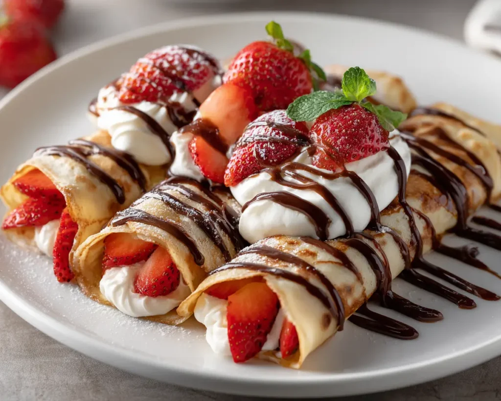 Strawberry Cream Chocolate Crepes