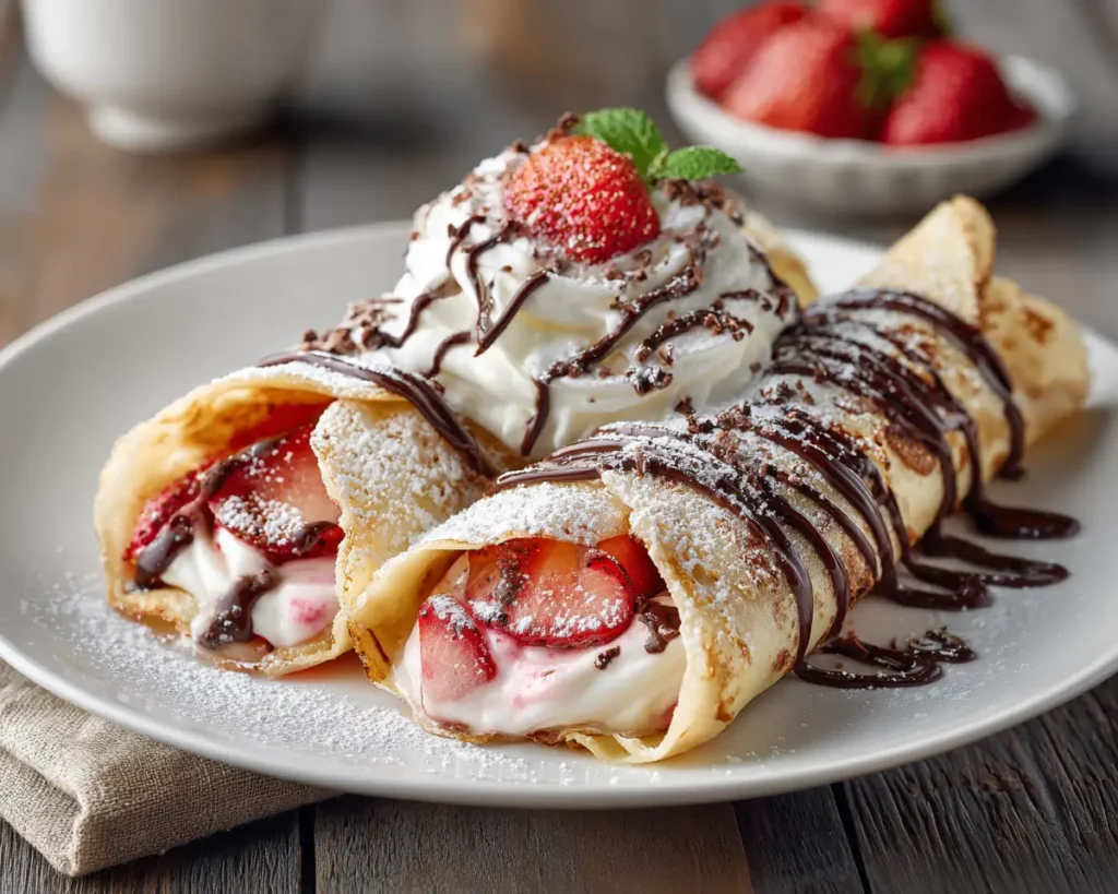 Strawberry Cream Chocolate Crepes