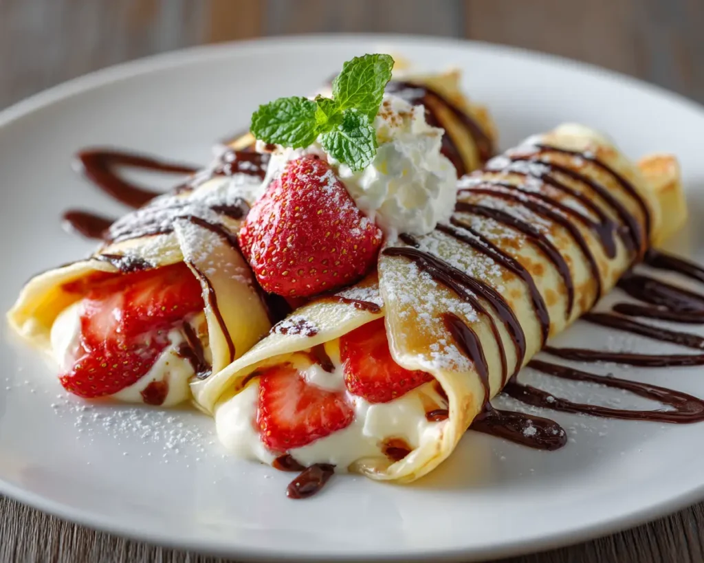 Strawberry Cream Chocolate Crepes