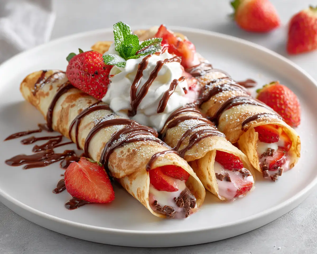 Strawberry Cream Chocolate Crepes