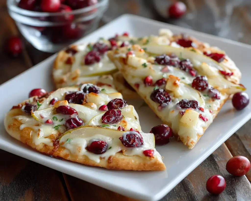 Pear Cranberry Brie Flatbread