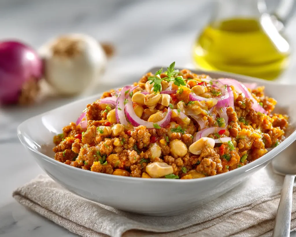 Hearty Minced Lamb and Peanut Encebollado